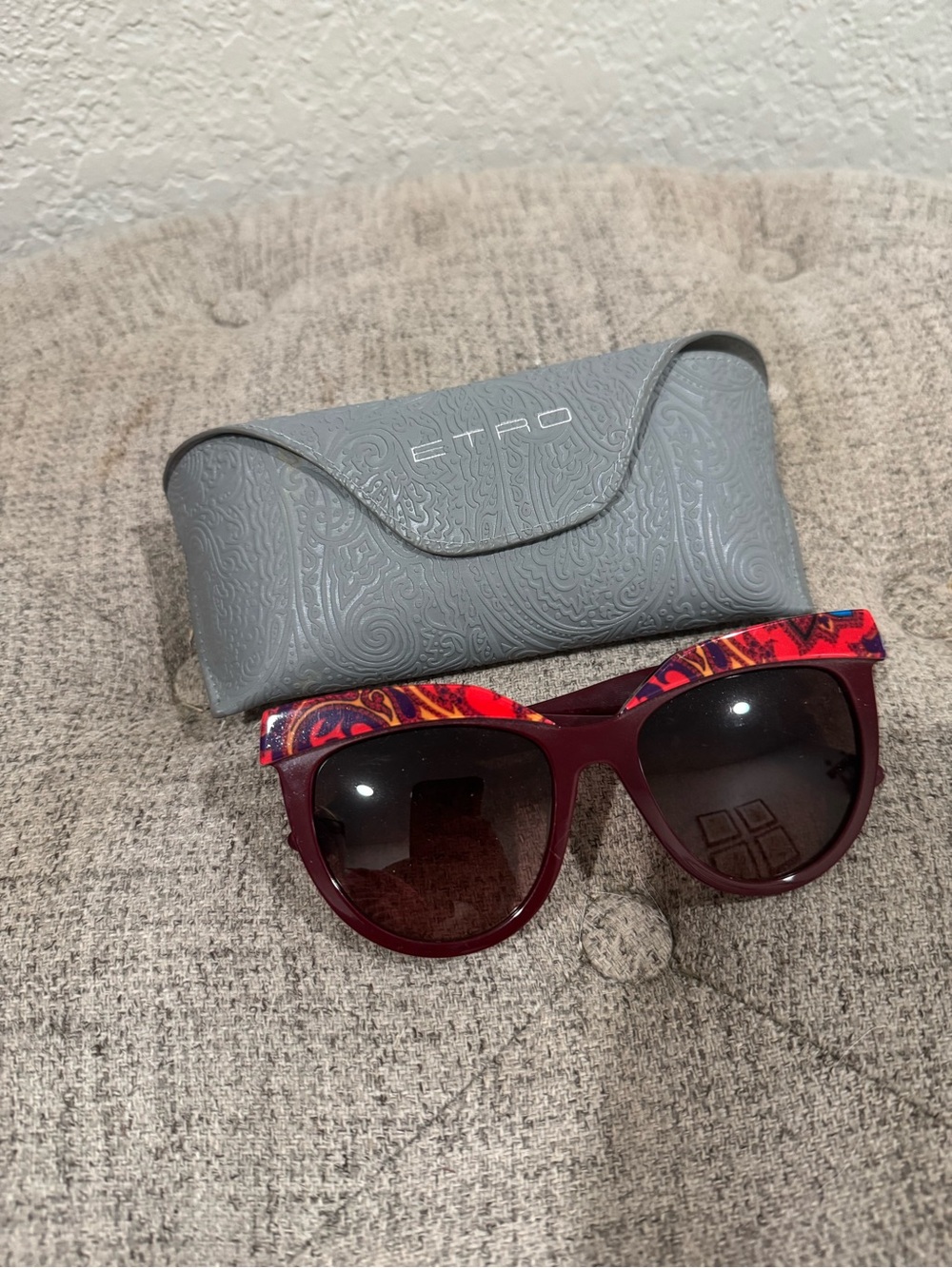 Etro Women's Burgundy and Multicolor Pattern Sunglasses